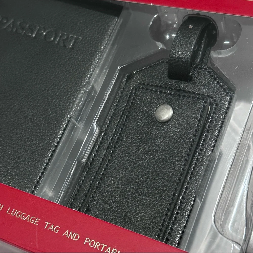 CCO Perry Ellis Black Passport Holder Travel Case Set